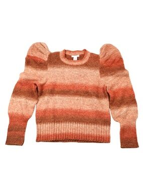 Design History Puff Sleeve Sweater NWT Neutral Stripe Knit Size L